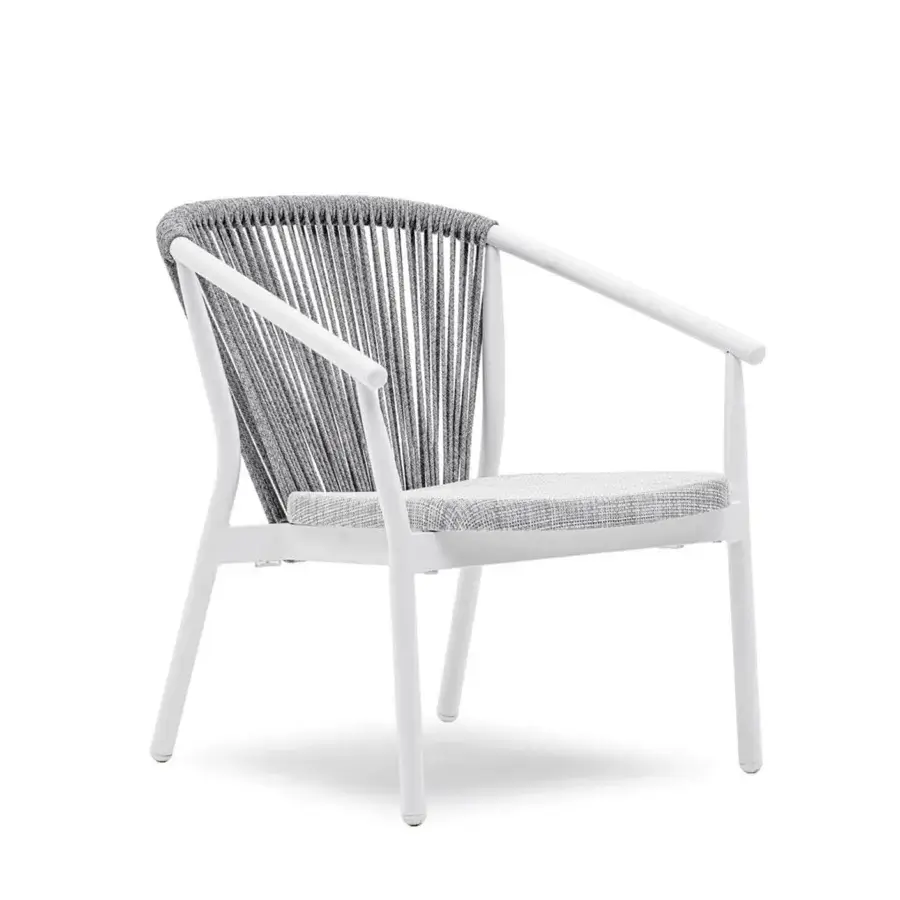 Exclusive Varaschin Smart lounge chair with white powder-coated aluminum and light gray VAR#TEX PVC technical mesh seat