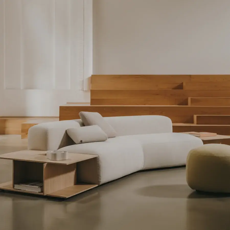 Exceptional Lapalma Plus side table in light natural wood with bleached oak veneered plywood and matte finish