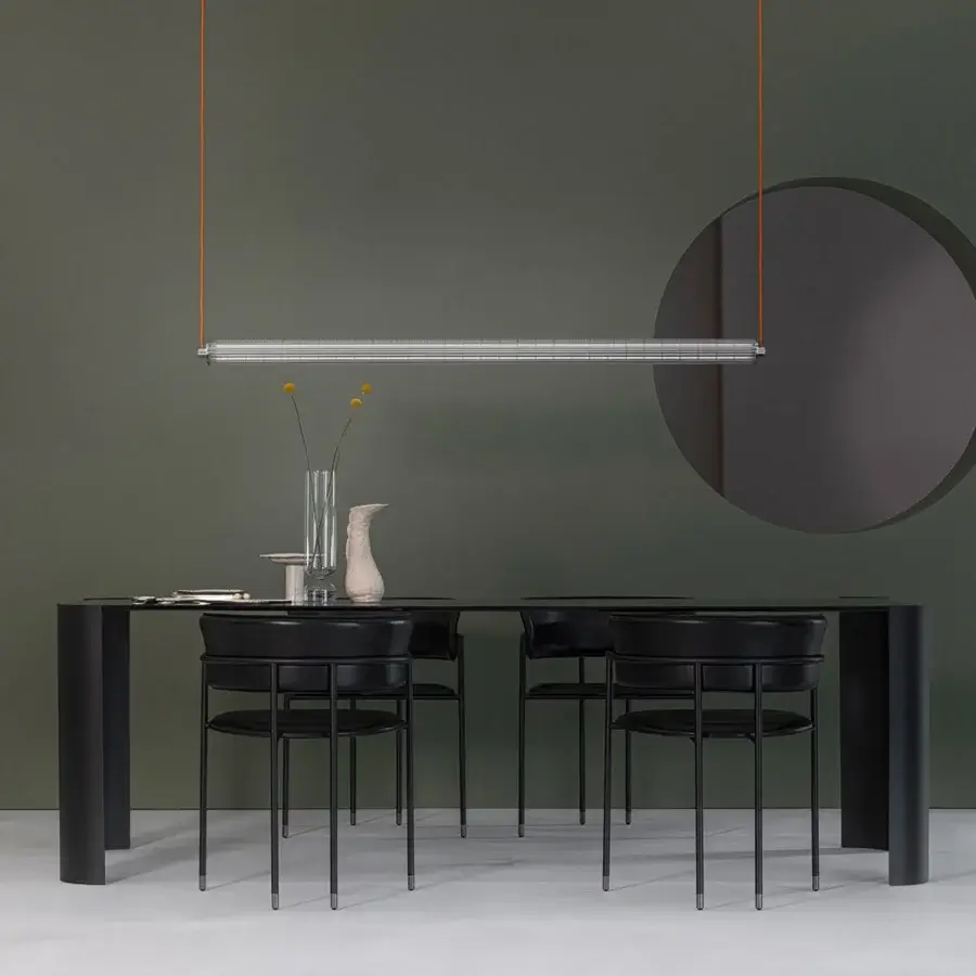 Exceptional Cierre1972 Riviera table with reflective glass top and glossy black legs built in Italy
