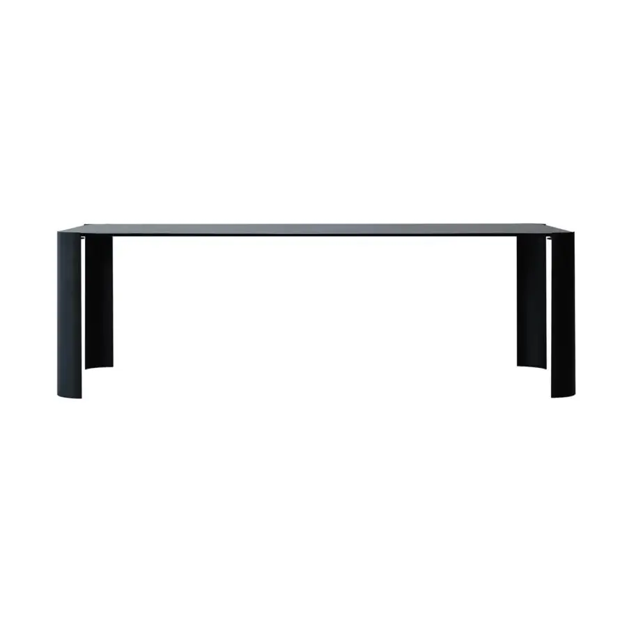 Elegant Cierre1972 Riviera table with wooden top exhibiting a dark gray matte finish and graceful round legs