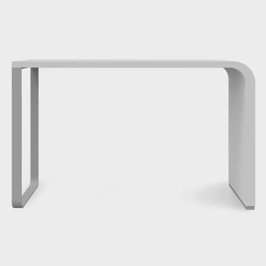 Exceptional Lapalma Brunch desk with a curved light gray honeycomb board top and white laminate finish built with a powder coated metal base