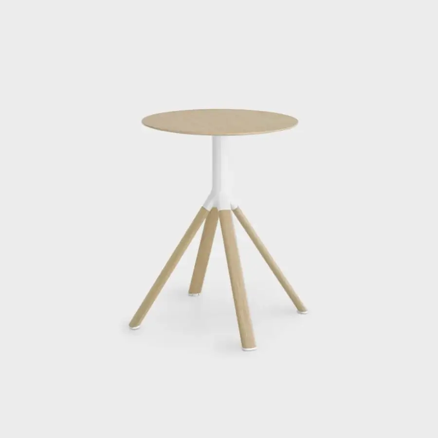 Exceptional Lapalma Fork Bistrot table with a light wood tabletop and veneered aluminum tripod base