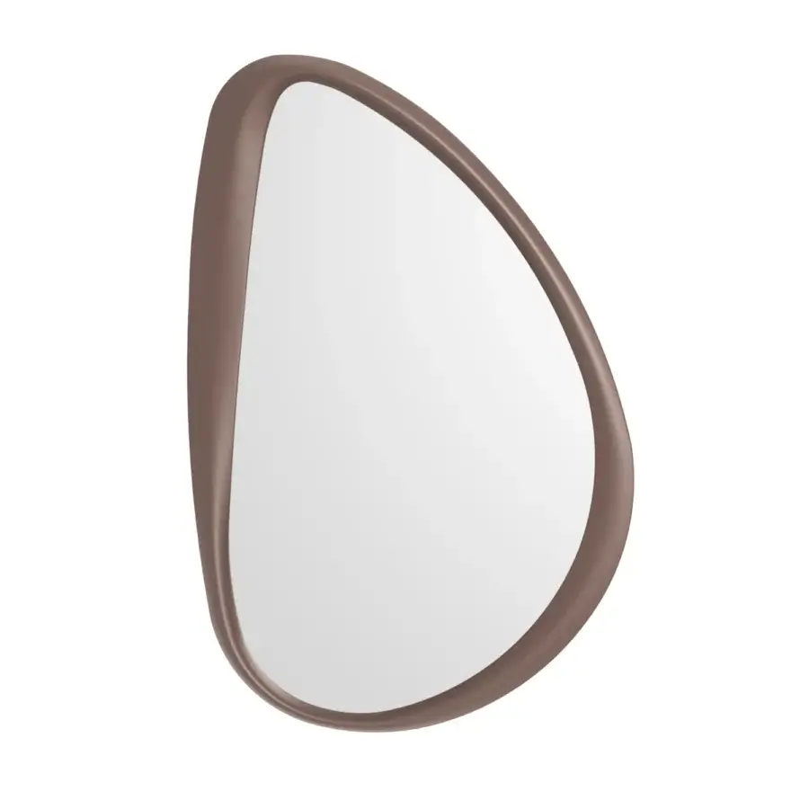 Superior Ozzio Italia Soho mirror with delicate asymmetric curves in matte brown lacquered polyurethane frame