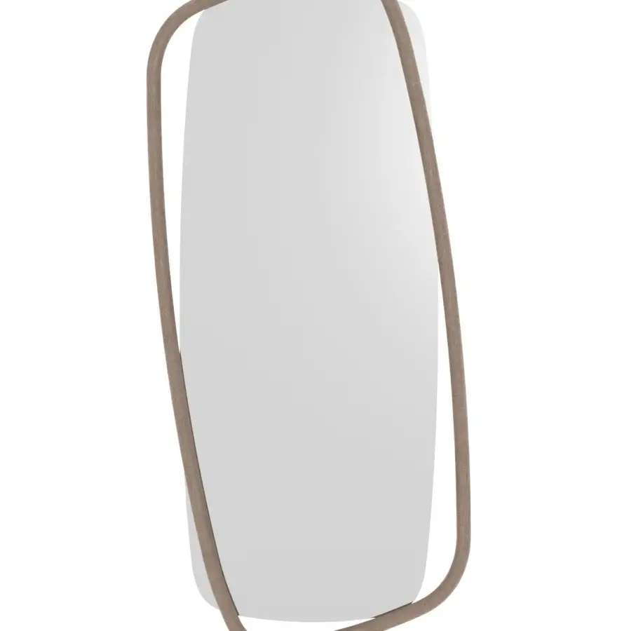 Elegant Ozzio Italia Golden Wood mirror crafted in light-brown solid wood with a smooth matte finish for versatile display