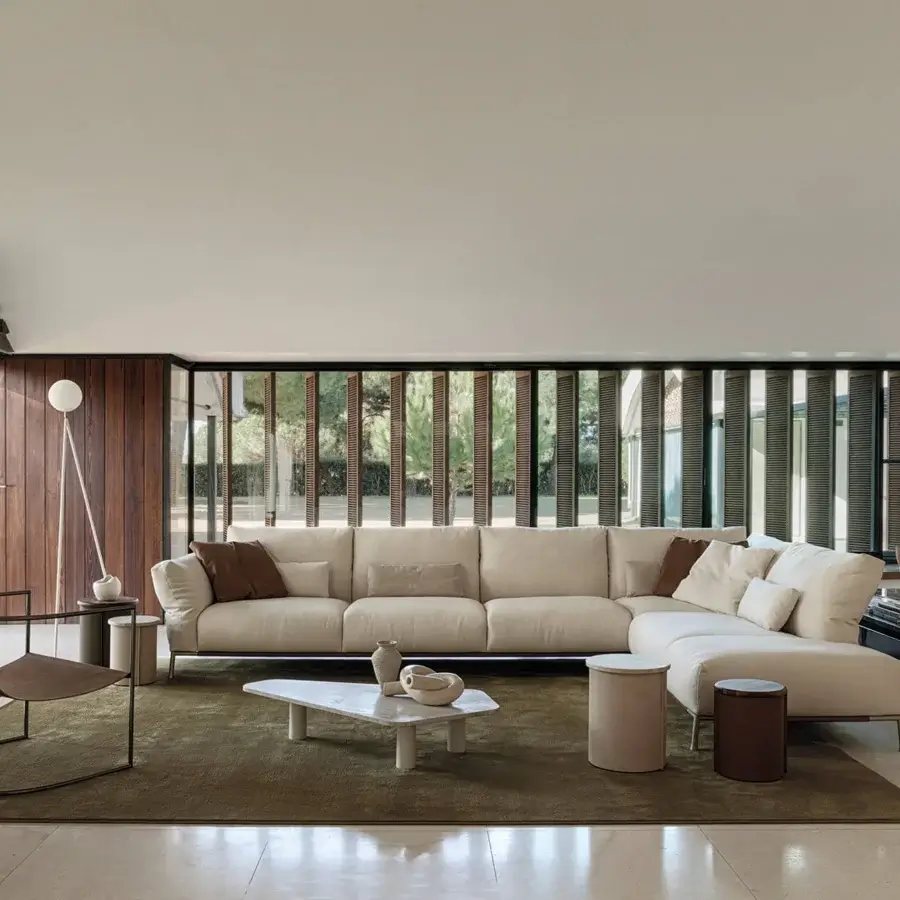 Elegant Cierre1972 Tappo side table with light-colored wood and leather creating a cylindrical form for any modern space