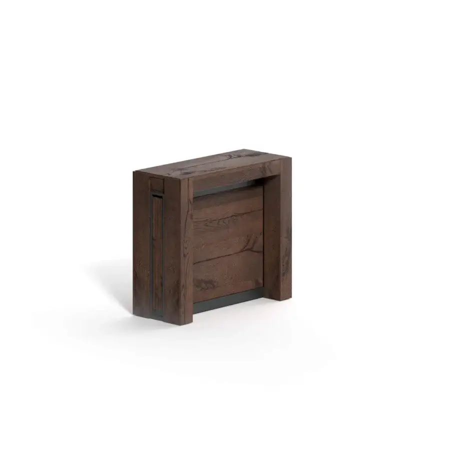 Superior Ozzio Italia A4 console to table crafted in wood with dark brown finish and visible grain