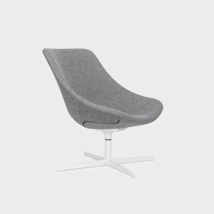 Distinguished Lapalma Auki lounge chair with sinuous form upholstered in textured gray textile with powder-coated aluminum base