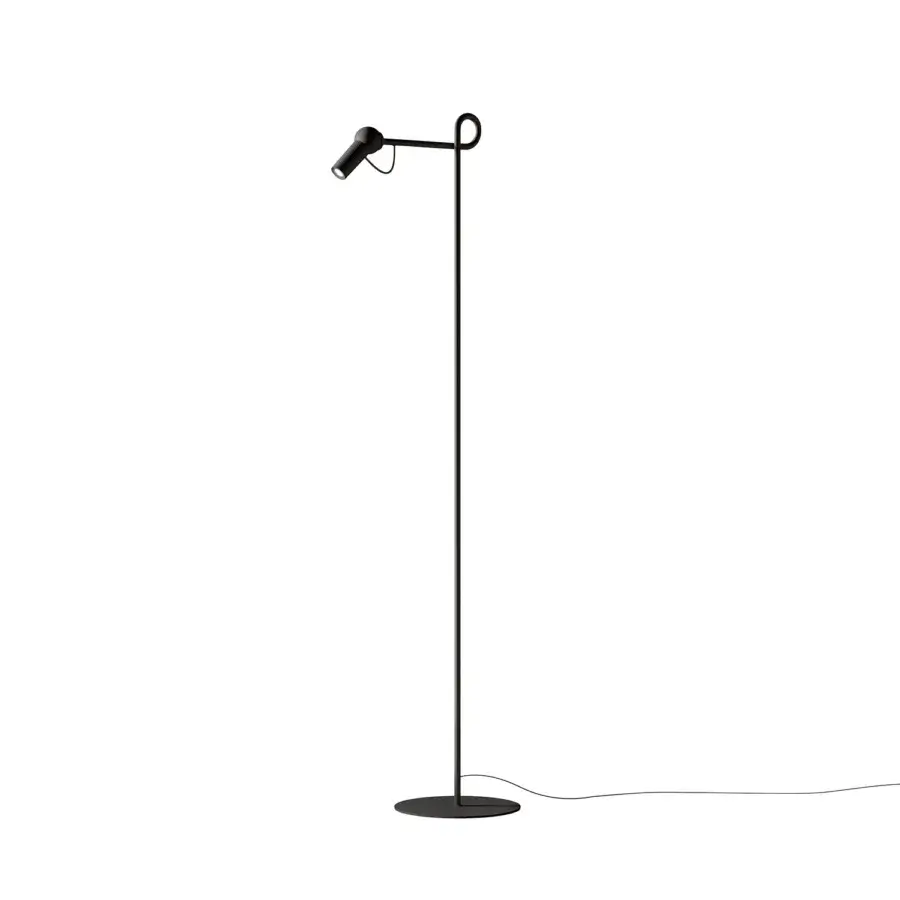 Superior Kundalini Bird floor lamp with die-cast varnished aluminum head and premium coated metal structure