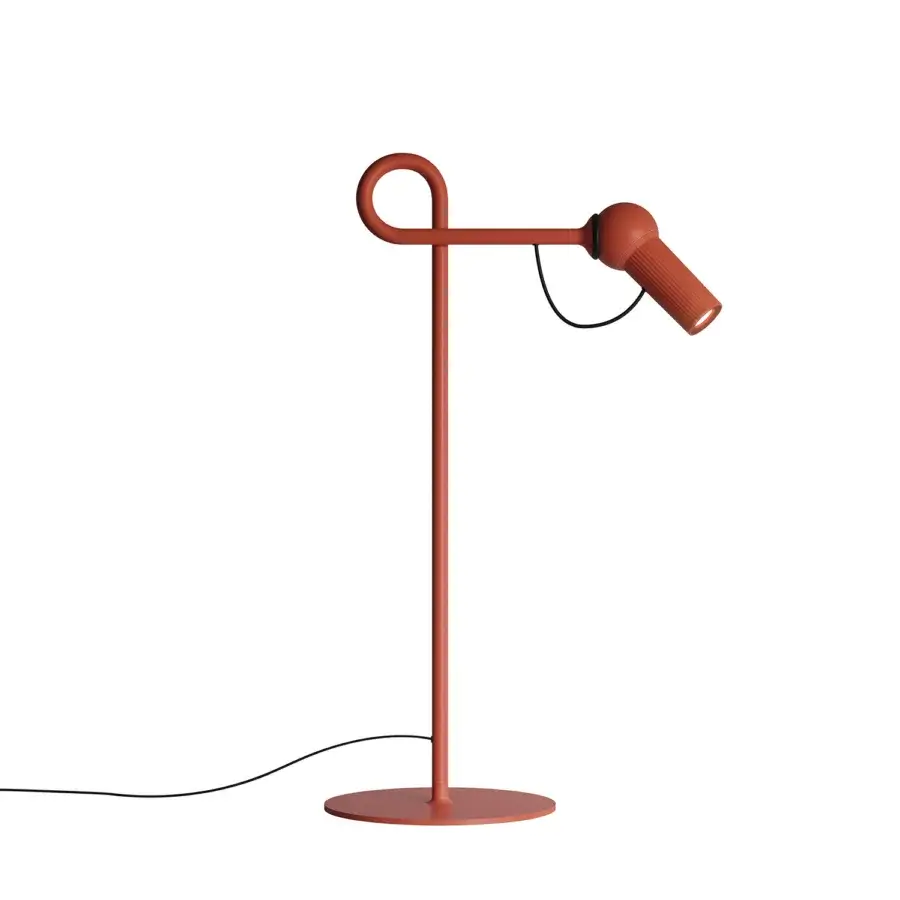 Superior Kundalini Bird table lamp with die-cast varnished aluminum head and premium coated metal structure in terracotta