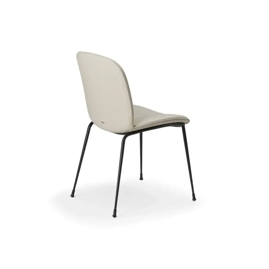 Superior Cattelan Italia Tina chair in light beige synthetic leather with slender black embossed lacquered steel legs