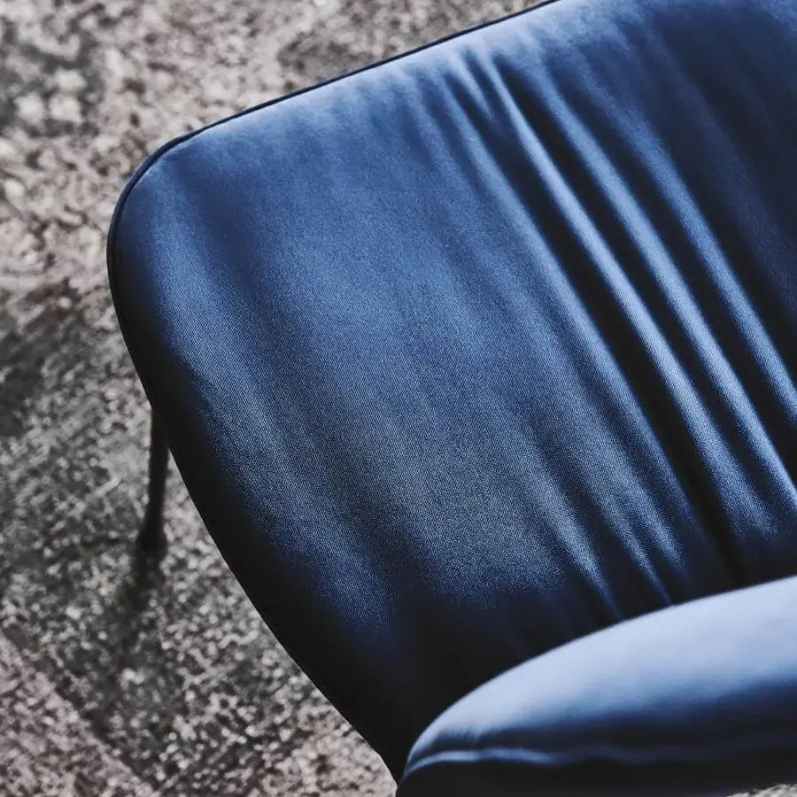 Captivating Cattelan Italia Tina chair in deep blue soft leather with graphite embossed lacquered steel frame