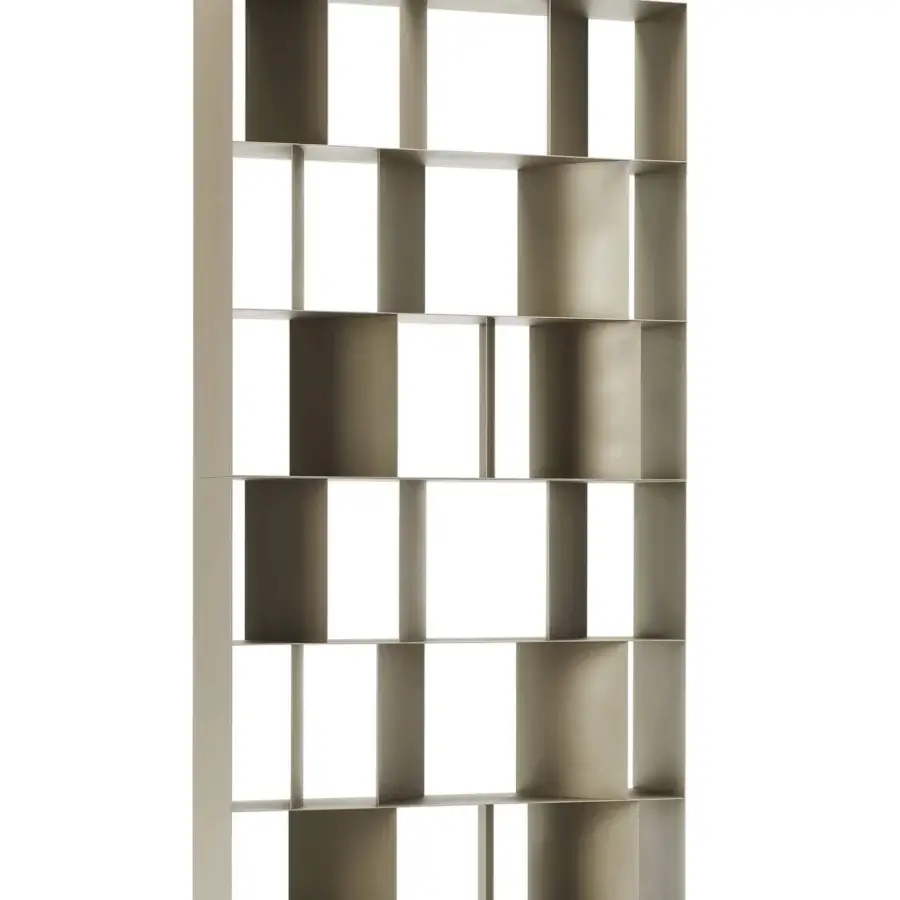 Distinguished Cattelan Italia Nautilus bookcase with a geometric grid built in graphite embossed lacquered steel