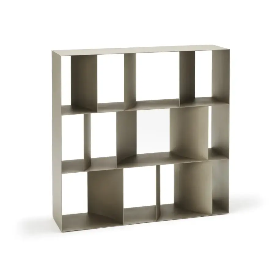 Exclusive Cattelan Italia Nautilus bookcase with geometric grid built in embossed lacquered steel with matte finish