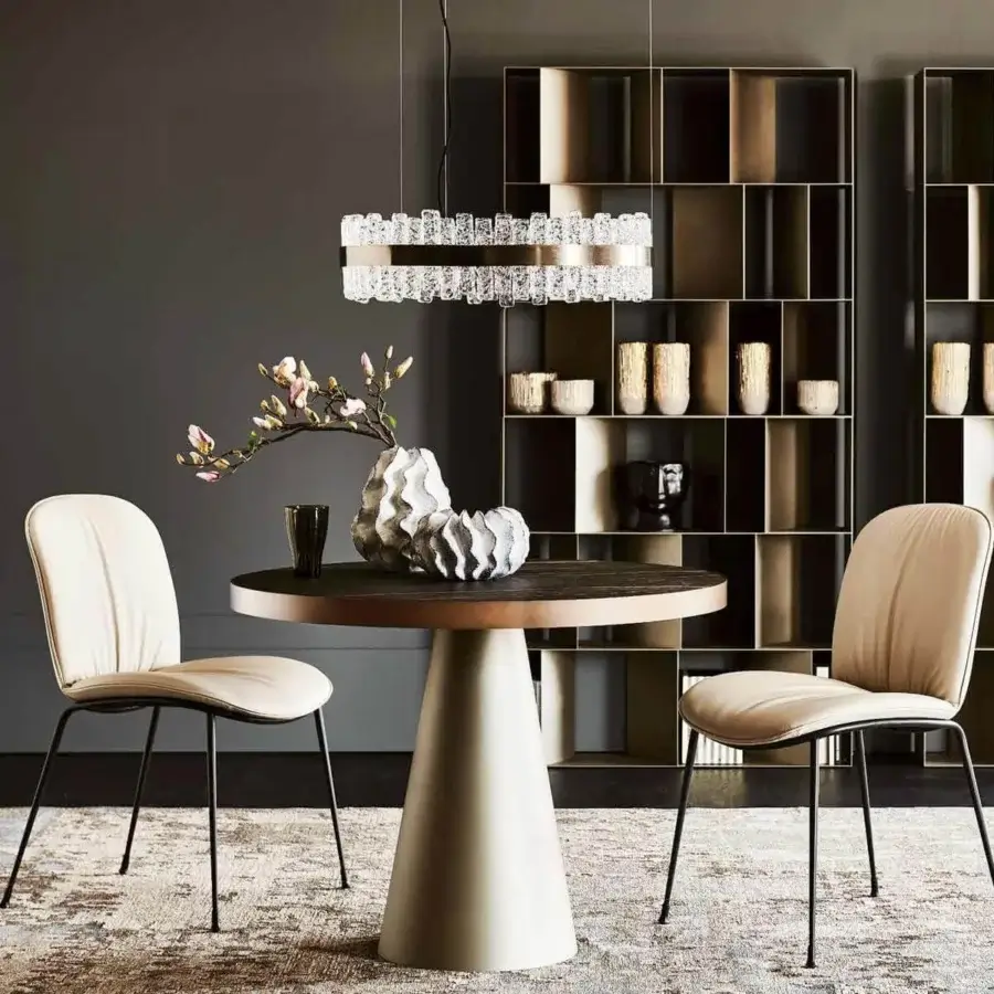 Exceptional Cattelan Italia Phoenix suspension lamp with cylindrical form and rectangular clear glass elements in brushed steel