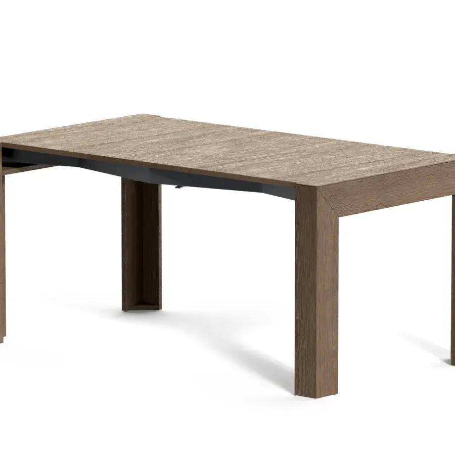 Superior Ozzio Italia Minux console to table crafted with wood extensions and light brown finish highlighting natural grain
