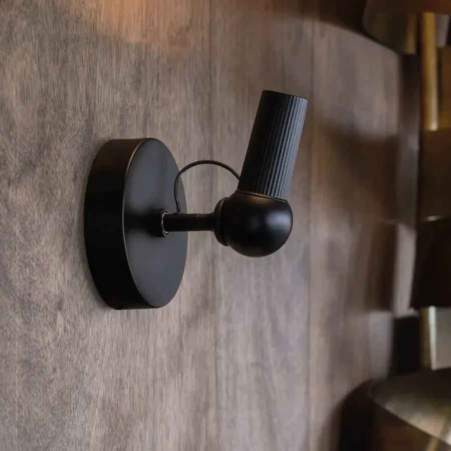 Elegant Kundalini Bird ceiling lamp with varnished aluminum head and coated metal structure in matte black finish
