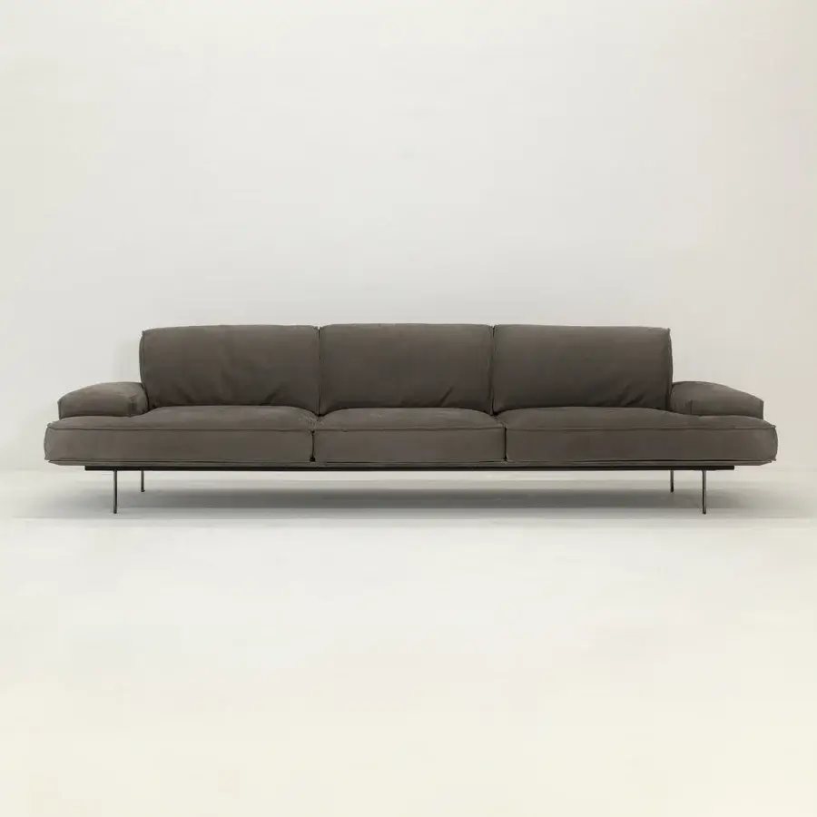 Superior Cierre1972 Vogue sofa in dark gray textile with matte finish exhibiting 1960s geometry and oriental design