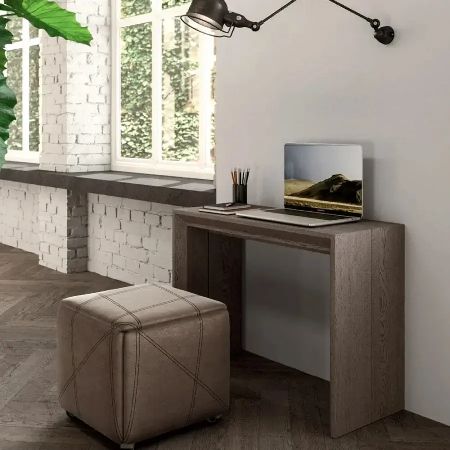 Exceptional Ozzio Italia Golia console to table crafted in wood with open pore matt lacquered finish and subtle gray undertone
