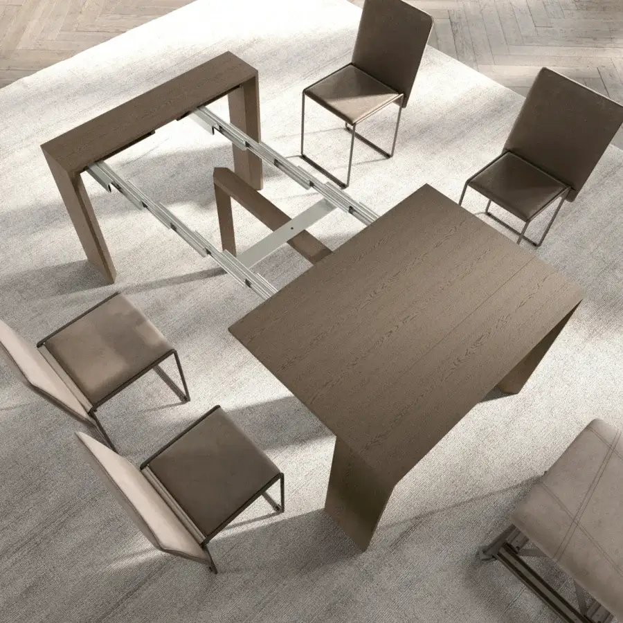 Distinguished Ozzio Italia Golia console to table built in wood with a visible grain and open pore matt lacquered finish