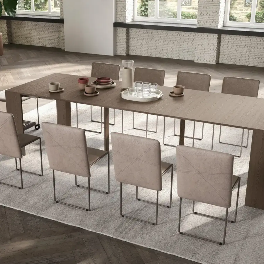 Superior Ozzio Italia Golia console to table built in wood with open pore matt lacquered finish