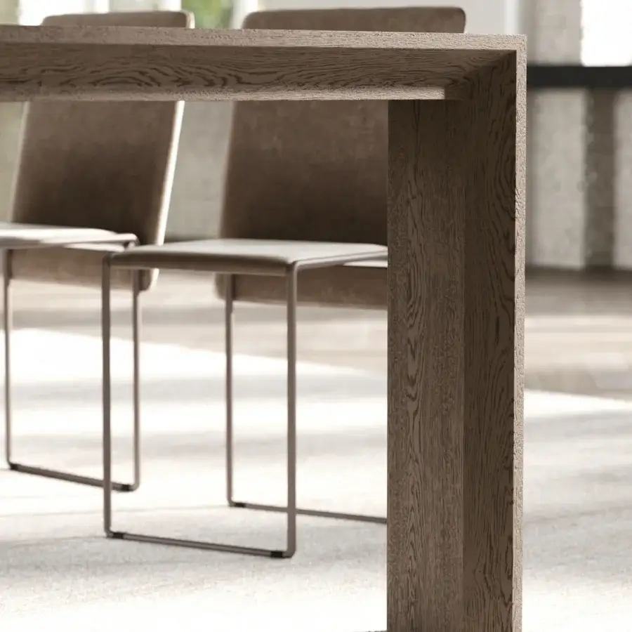 Elegant Ozzio Italia Golia console to table built in wood with open pore matt lacquered finish and natural grain