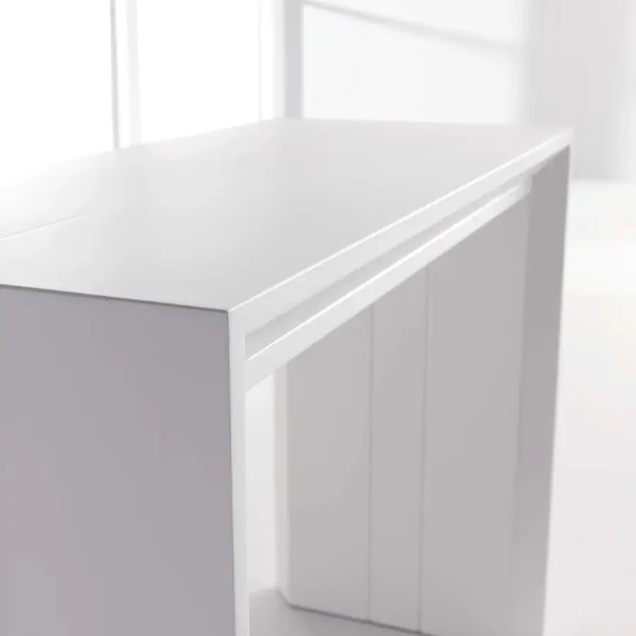 Exceptional Ozzio Italia Golia console to table built in wood with open pore matt lacquer and telescopic aluminum mechanism