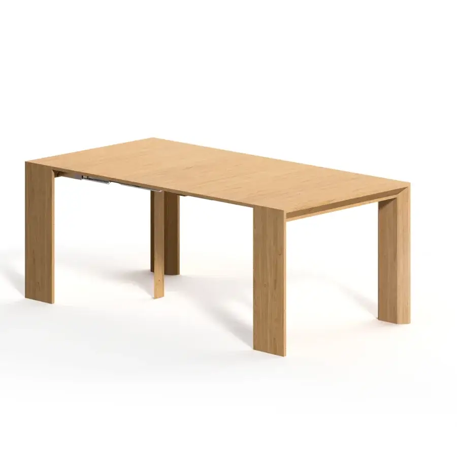 Exceptional Ozzio Italia Golia console to table crafted in open pore matt lacquered wood with a telescopic aluminum mechanism