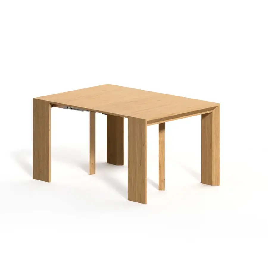 Distinguished Ozzio Italia Golia console to table built in light brown with open pore matt lacquered wood grain