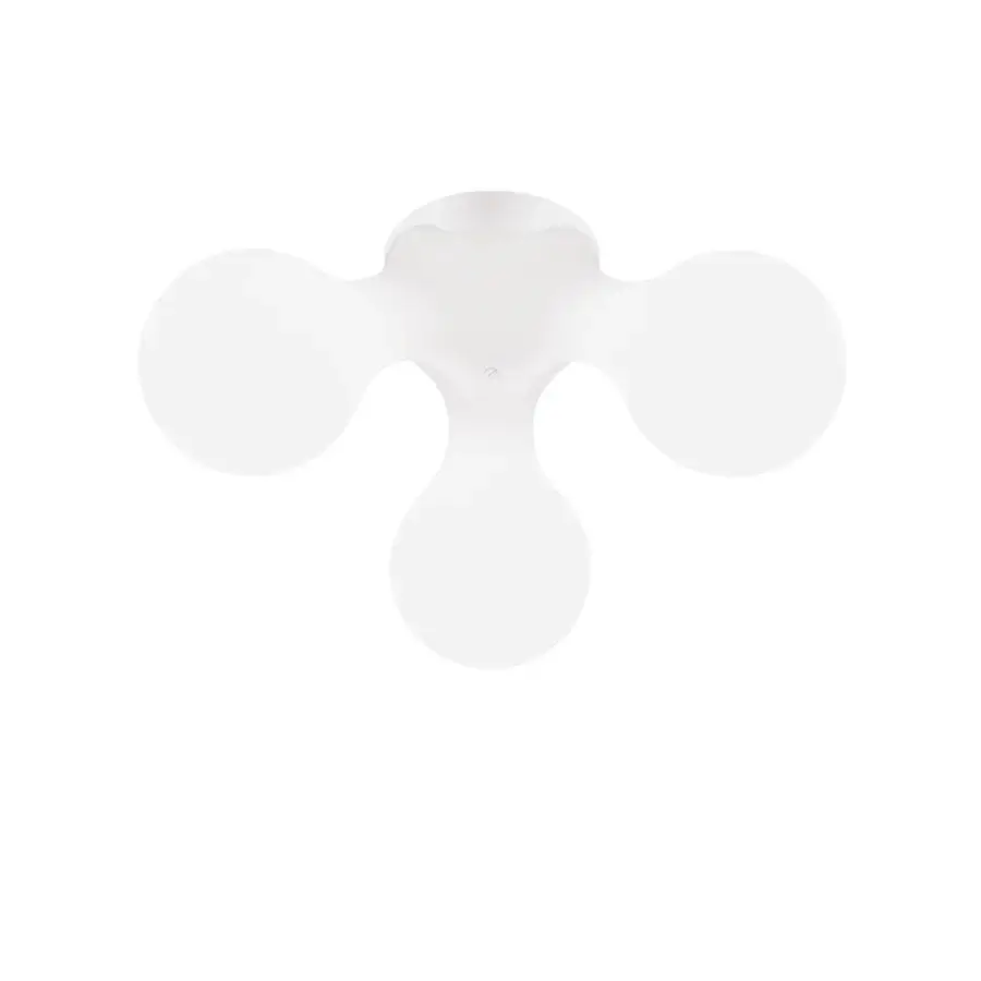 Superior Kundalini Atomium ceiling lamp with rotational-molded polyethylene diffuser and matte white finish