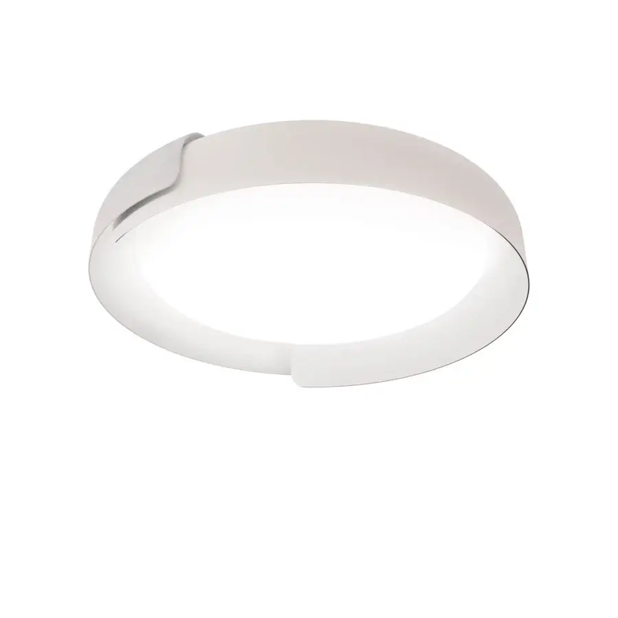 Exclusive Kundalini Dala ceiling lamp with an opal diffuser nestled within its clover-like white synthetic form