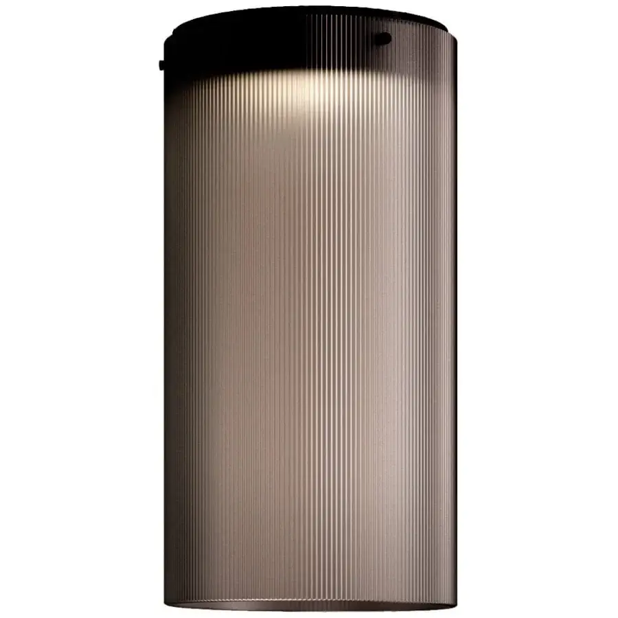 Captivating Kundalini Giass ceiling lamp with a cylindrical blown sandblasted glass diffuser and coated metal structure