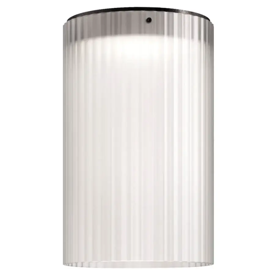 Distinguished Kundalini Giass ceiling lamp with ribbed detailing in blown sandblasted glass offering a gradient glow