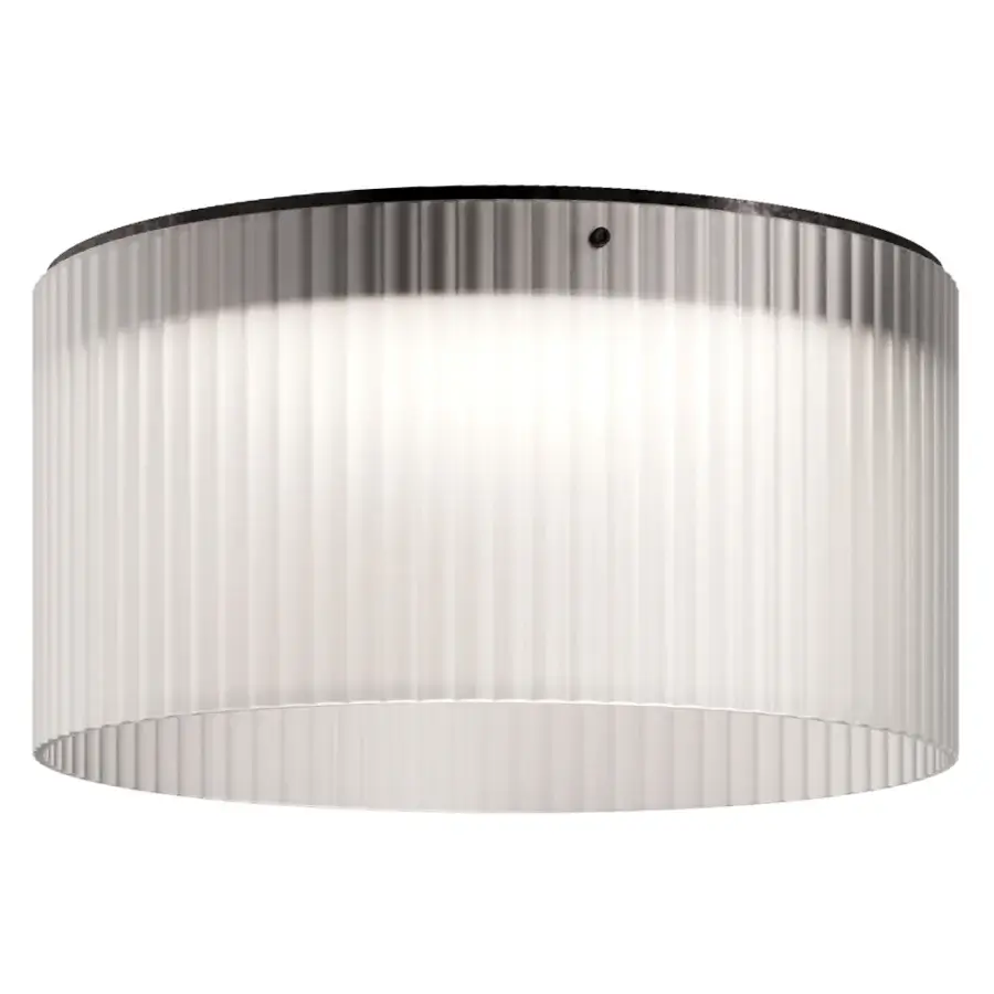 Distinguished Kundalini Giass ceiling lamp with cylindrical sandblasted glass and coated metal in dark gray or black finish