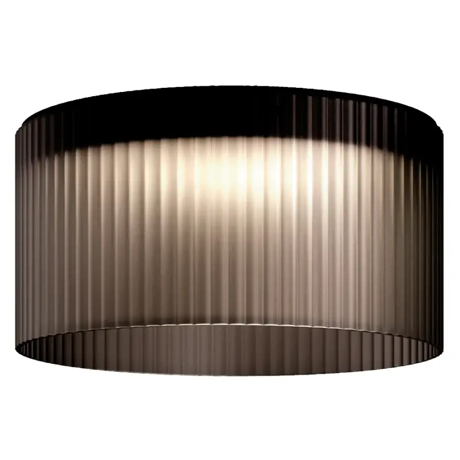 Superior Kundalini Giass ceiling lamp with cylindrical light gray blown glass and satin polycarbonate screen