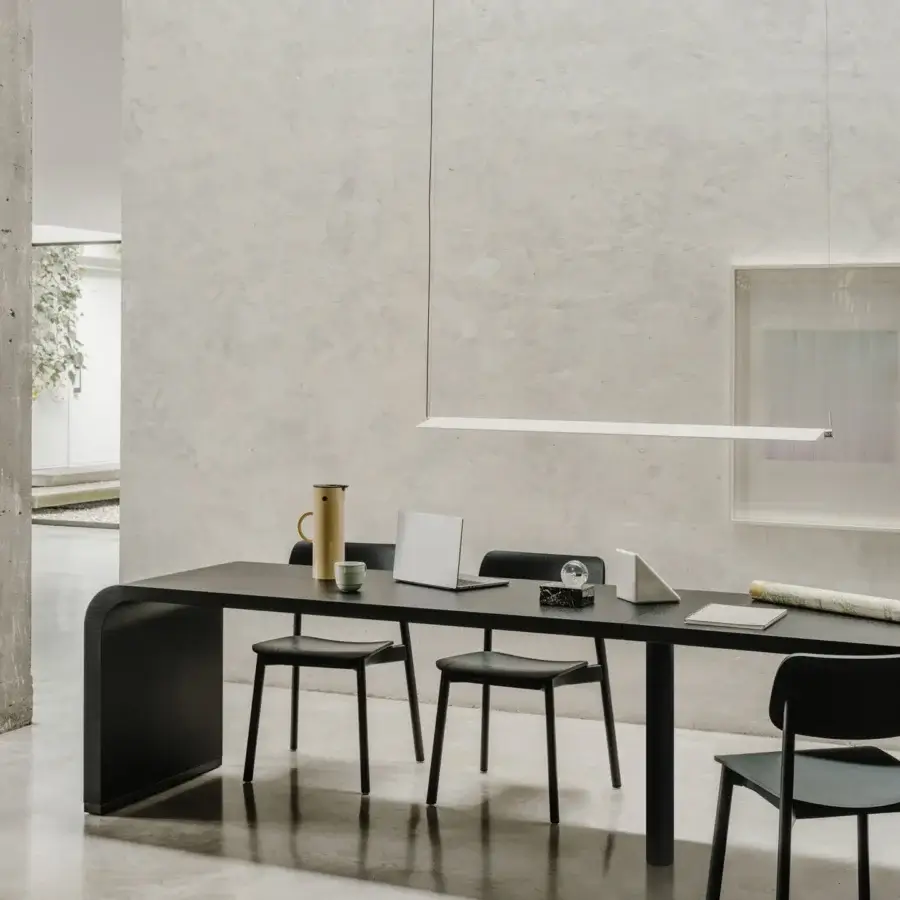 Distinguished Lapalma Brunch workstation with a sleek white laminate top and black powder-coated metal base