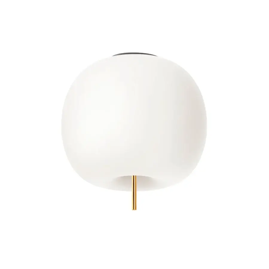 Distinguished Kundalini Kushi ceiling lamp crafted in Italy with a spherical opal diffuser and brass finish