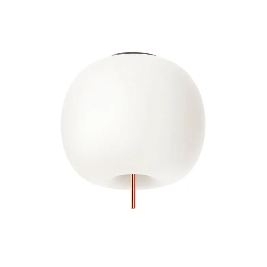 Exceptional Kundalini Kushi ceiling lamp with a spherical opal diffuser and copper-finished metal body