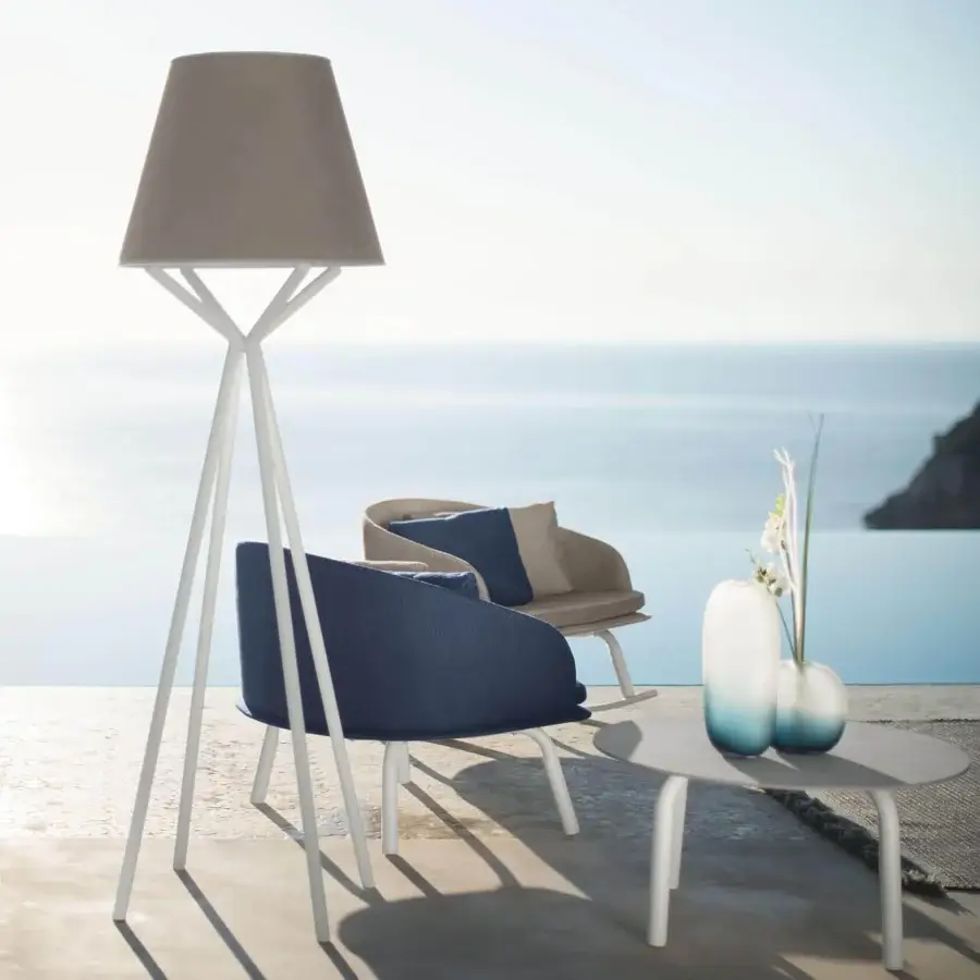 Superior Talenti Cleo Alu coffee table with light gray cement fiber and powder-coated aluminum structure