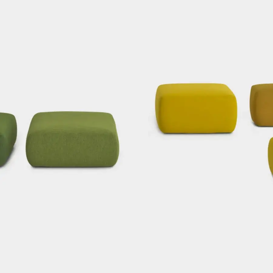 Distinguished Lapalma Plus ottoman upholstered in textured matte textile with green and yellow hues crafted with plywood base