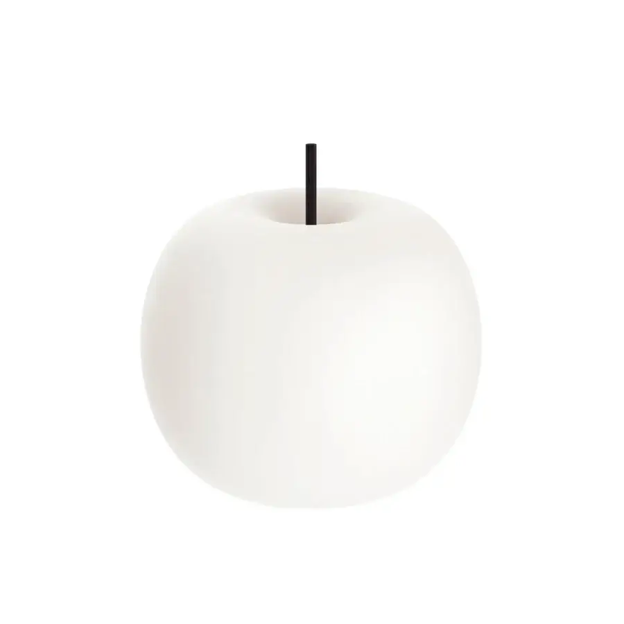 Lavish Kundalini Kushi table lamp with mouth-blown opal glass diffuser and sleek black metallic body crafted in Italy with matte finish