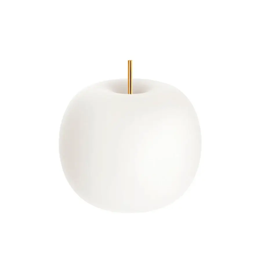 Superior Kundalini Kushi table lamp with spherical opal diffuser and brass coated metallic body