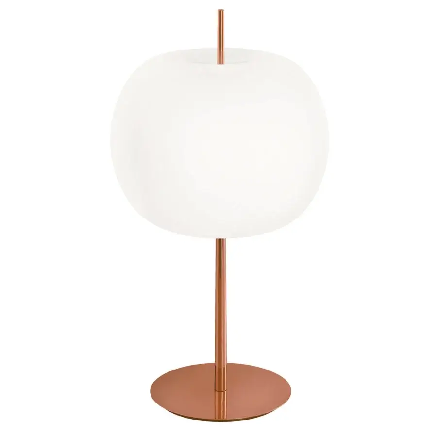 Exceptional Kundalini Kushi XL lamp with an opal glass diffuser and sleek copper finished body crafted in Italy