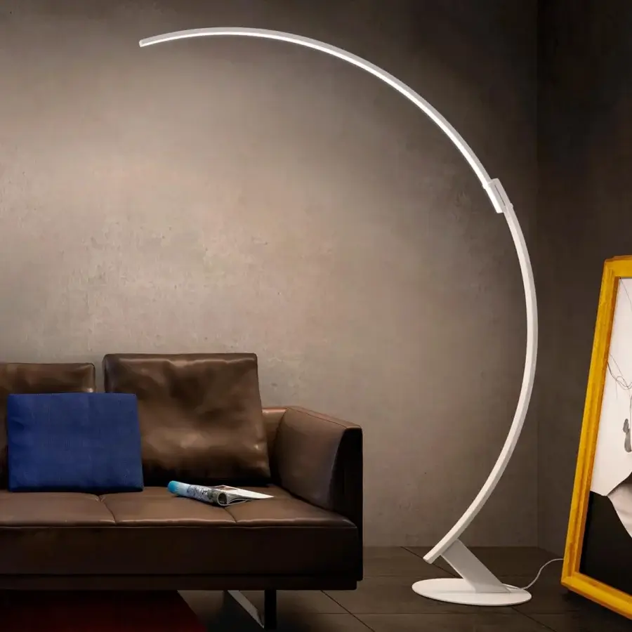 Superior Kundalini Kyudo floor lamp in extruded aluminum with glossy varnish coating and adjustable sliding track