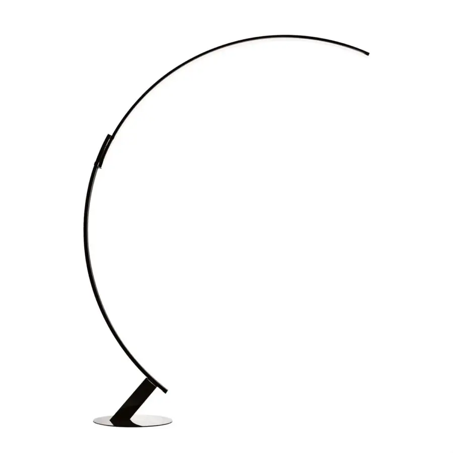 Captivating Kundalini Kyudo floor lamp in glossy black varnish with an extruded aluminum body offering adjustable light