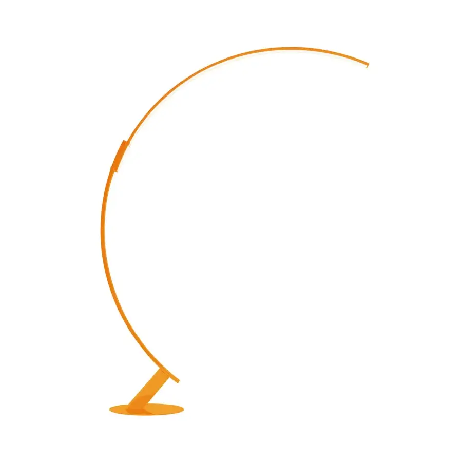Superior Kundalini Kyudo floor lamp in vibrant orange extruded aluminum with a glossy varnish coating