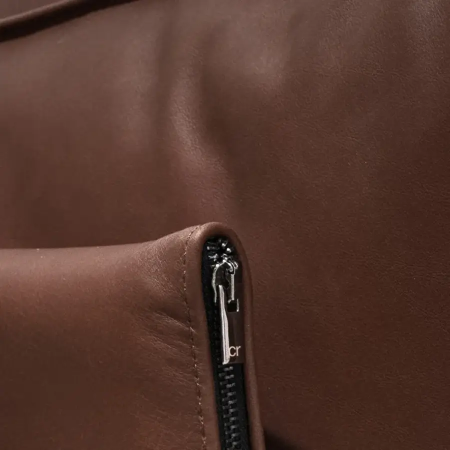 Exceptional Cierre1972 Divine sectional in rich brown leather with clean lines and subtle metal accents