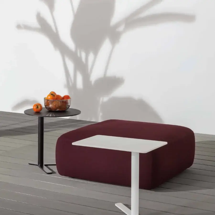 Exceptional Lapalma YO Outdoor side table with a rectangular HPL Fenix® top and powder-coated stainless steel base with a smooth matte finish