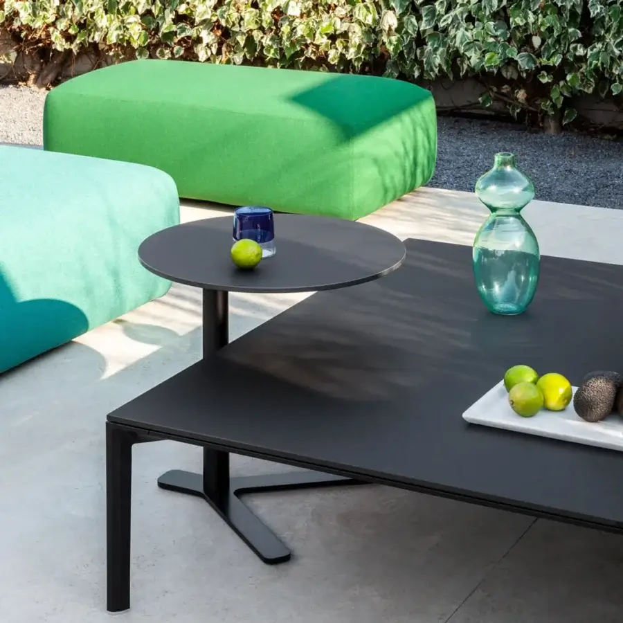 Distinguished Lapalma YO Outdoor side table with a circular HPL Fenix® top and sleek powder-coated polyester base