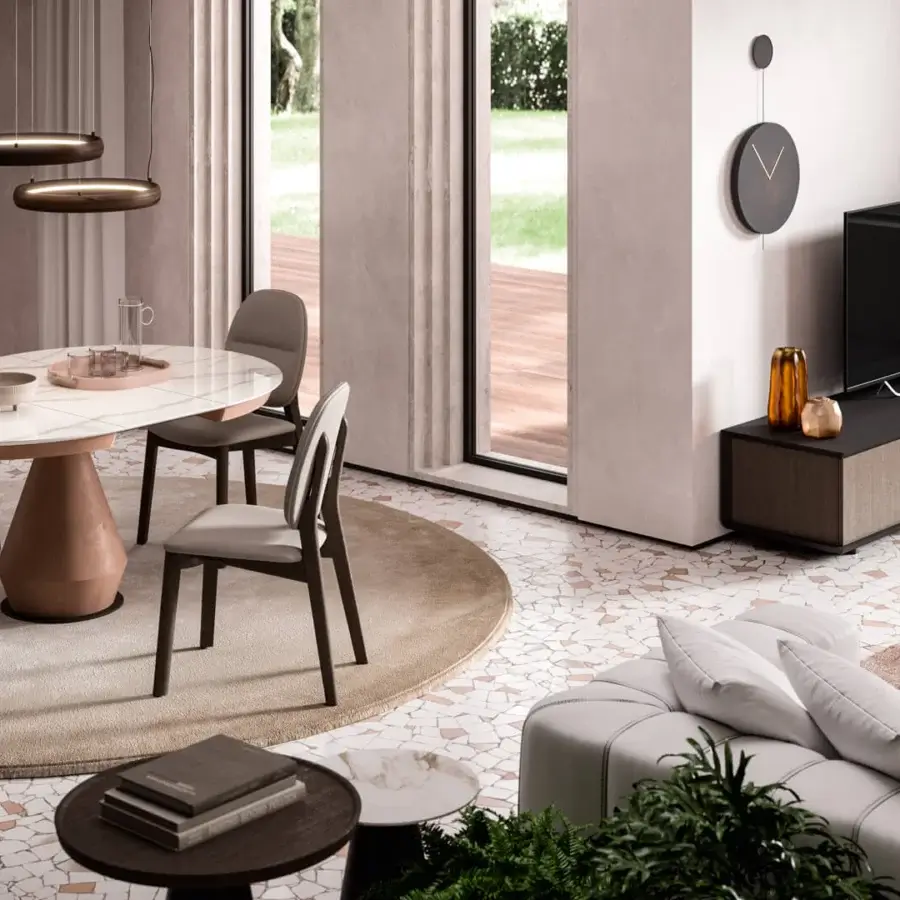 Distinguished Ozzio Italia Giotto chair with dark wood frame and light gray cushioned seat crafted for exceptional comfort