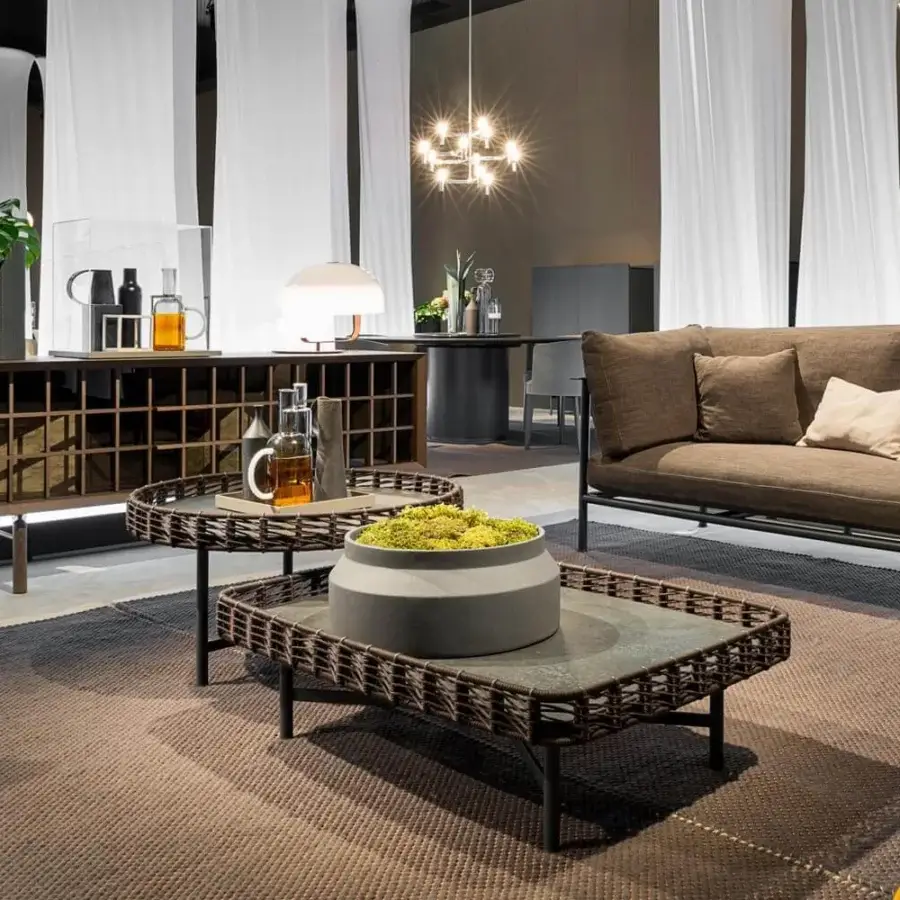 Superior Potocco Sen sideboard with ash container in dark brown finish and bronzed glass sliding doors